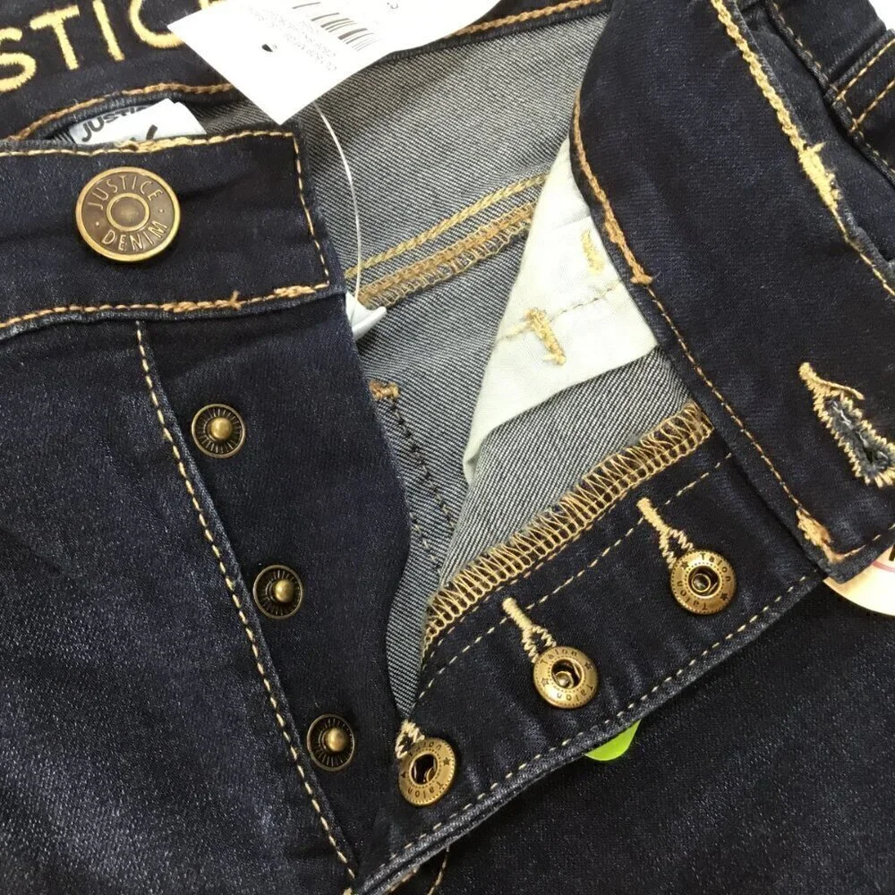 Justice Denim Jeans NWT High Rise Jegging Size 16 Repreve Distressed Dark Wash